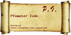 Pfemeter Iván névjegykártya