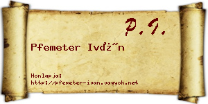 Pfemeter Iván névjegykártya